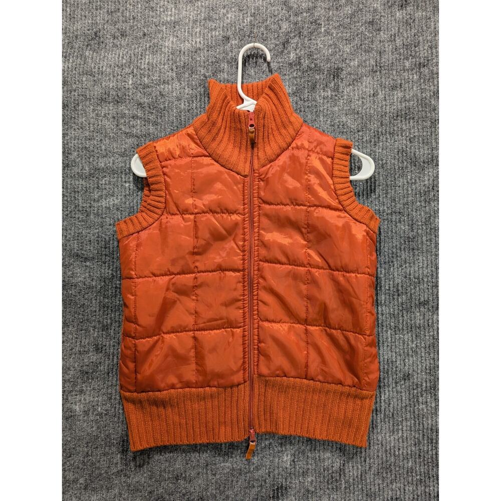 Rave Men's Orange Full Zip Acrylic Nylon Mock Neck Puffer Vest Size M